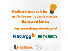 Realiza el pago de la luz desde nuestra Banca en Línea - Unibank